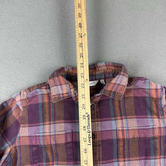 Woolrich Plaid Shirt Women's Size‎ Medium Burgundy Plaid Flannel Long Sleeve - Picture 9 of 14